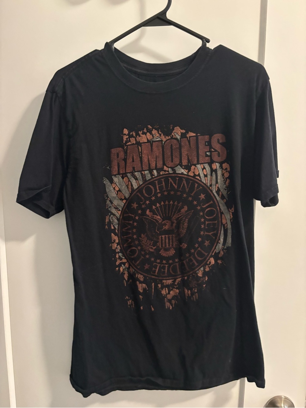 Graphic Tee - Black with Distressed Rust Print